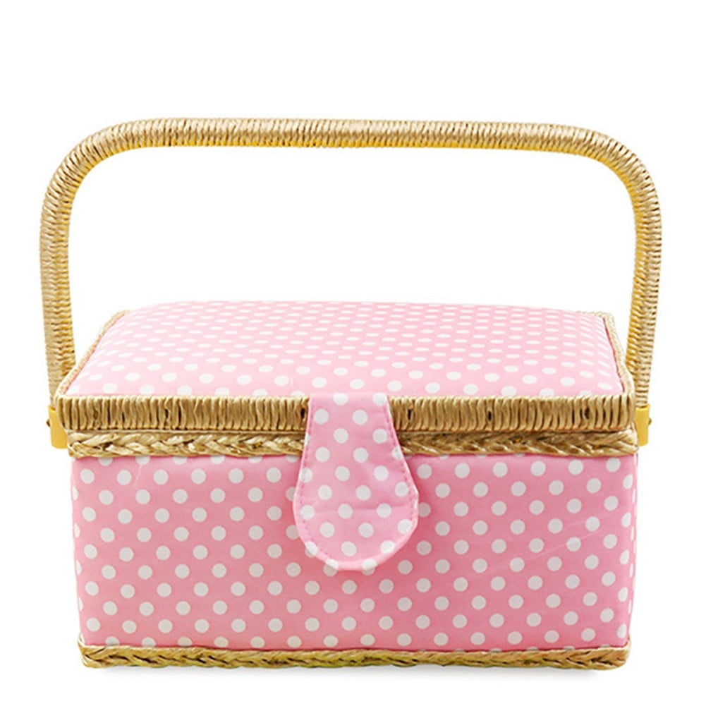LargeCapacity Sewing Tool Storage Basket Crochet Scissors And Thread Storage pink 1